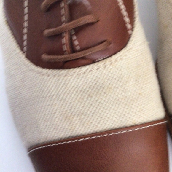 FRATELLI ROSSETTI LINEN AND LEATHER OXFORD SHOES SIZE 37.5 - Picture 9 of 15